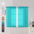 Turquoise Sheer Curtains 45 Inches Long 2 Panels, Light Filtering Sheer Curtains by OVZME