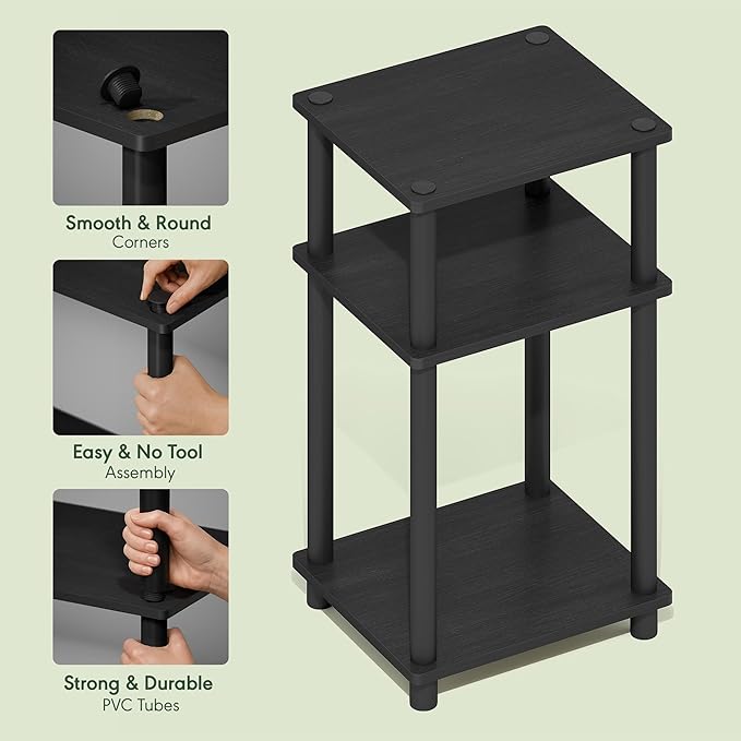 Furinno JUST Side Table, 3-Tier End Table, Open Shelves Night Stand, Bedside - Image 4