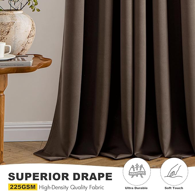 MIULEE Blackout Curtains for Bedroom 2 Panels 40"x72" Long Chocolate Brown | - Image 5