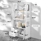VersionTECH. Glass Display Cabinet, 4-Tier Curio Cabinet - Image 2