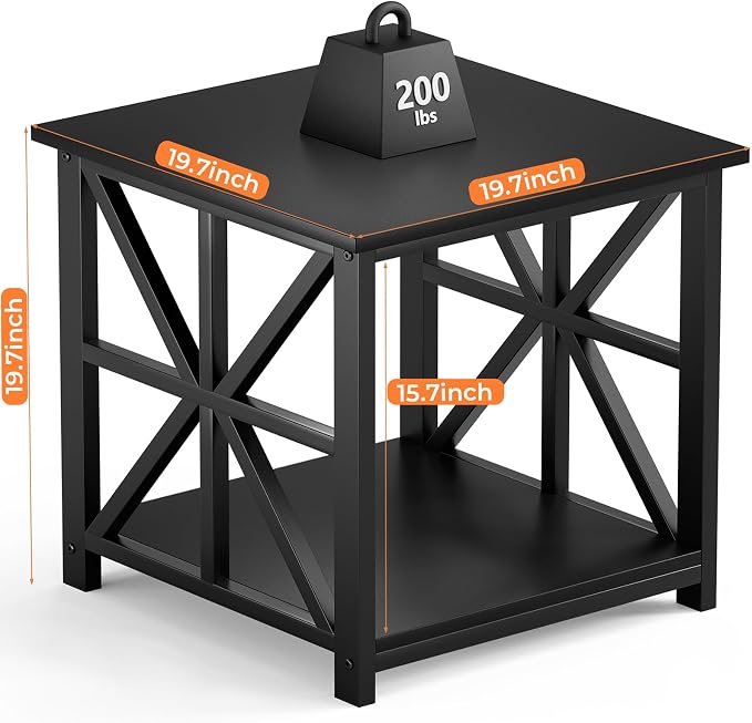 GreenForest End Table with 2-Tier Storage Shelf, 19.7 inch Side Table - Image 3