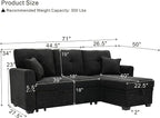 L Shaped Sectional Couch with Storage and Pull Out Bed, 3 Seater Sleeper Sofas - Image 3