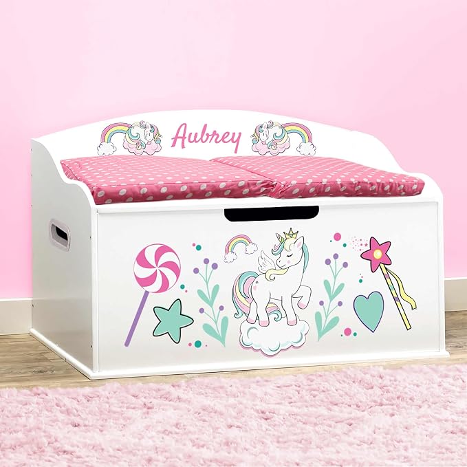 DIBSIES Personalized Creative Wonders Toy Box, Unicorns & Rainbows, 30 x 19.25 by DIBSIES