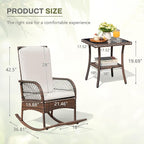 Greesum 3 Piece Outdoor Wicker Rocking Chairs Patio Furniture Set - Image 4