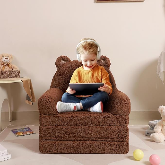 MOMCAYWEX Kids Sofa, Sherpa Couch - Image 2
