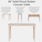 International Concepts Shaker Console Table, 48-Inch Long, Solid Parawood - Image 6