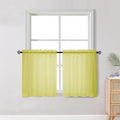 Short Lemon Sheer Curtains 30 Inch Length 2 Panels Set, Kitchen Curtains Tiers by OWENIE
