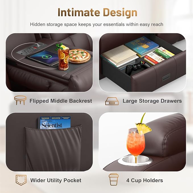 3-Seater Reclining Sofa Couch, RV Wall Hugger Loveseat - Image 6