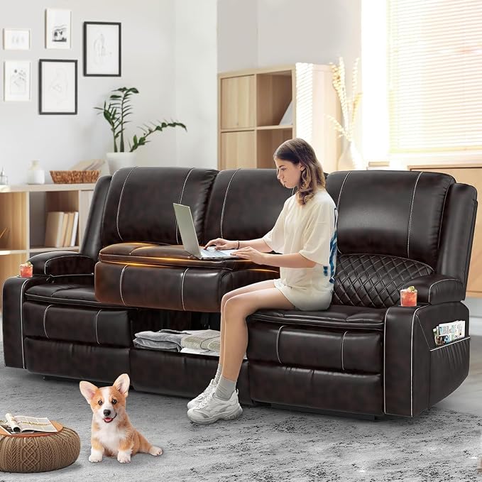 Yolsali 3-Seater Recliner Sofa, Manual Reclining Couch by SavortheHappyMoments