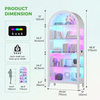 HNEBC Arched Display Case with RGB Lights, LED Curio Cabinet with Shelf - Image 2