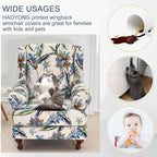 HAOYONG Wing Chair Slipcovers Stretch Wingback Chair Covers Printed 2 Pieces - Image 3