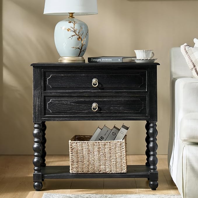 HULALA HOME Farmhouse Storage End Table by HULALAHOME