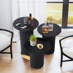 Bifins Round Nesting Coffee Table Set of 3, Mid Century Modern Fluted Coffee - Image 7