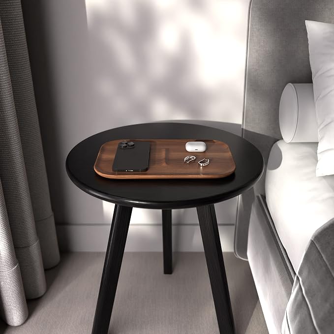 Round End Table Side Table 100% Solid Wood Occasional Table Minimal - Image 6