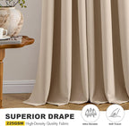 MIULEE Blackout Curtains for Bedroom 2 Panels 29 x 40 Inch Long Beige | Thermal - Image 5