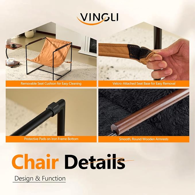 VINGLI 28" Wide Plush Upholstery Sling Modern Accent Chair - Image 5