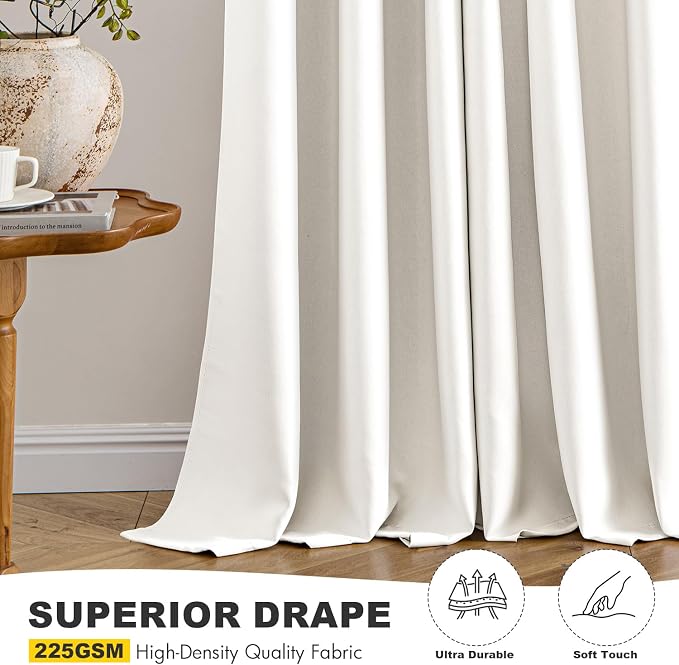 MIULEE Blackout Curtains for Bedroom 2 Panels 34 x 54 Inch Long Ivory | Thermal - Image 5