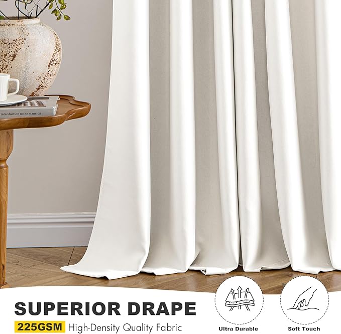 MIULEE Blackout Curtains for Bedroom 2 Panels 40 x 72 Inch Long Ivory | Thermal - Image 5