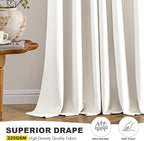 MIULEE Blackout Curtains for Bedroom 2 Panels 40 x 72 Inch Long Ivory | Thermal - Image 5