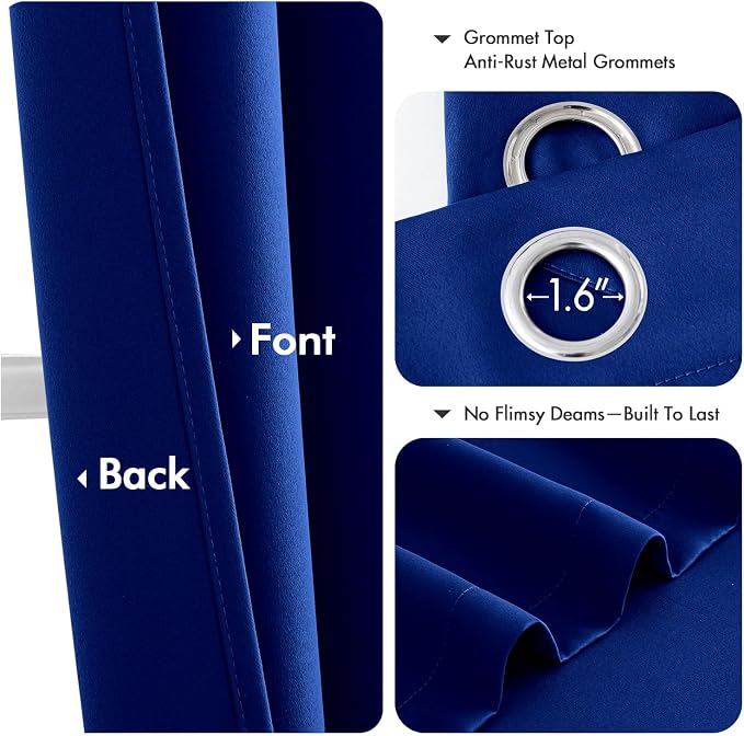 MIULEE Blackout Curtains for Bedroom 2 Panels 40 x 72 Inch Long Royal Blue | - Image 4