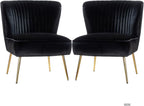 HULALA Home Velvet Accent Chair Set of 2, Modern Armless Upholstered Side Chair - Image 8