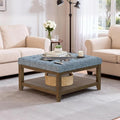 ABHENG 31.5” Large Square Storage Ottoman, Upholstery Solid Rubberwood Coffee by Liveinacomfortablehome