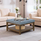 ABHENG 31.5” Large Square Storage Ottoman, Upholstery Solid Rubberwood Coffee by Liveinacomfortablehome