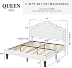 Allewie Queen Bed Frame with Adjustable Velvet Tiara Headboard, Upholstered - Image 2
