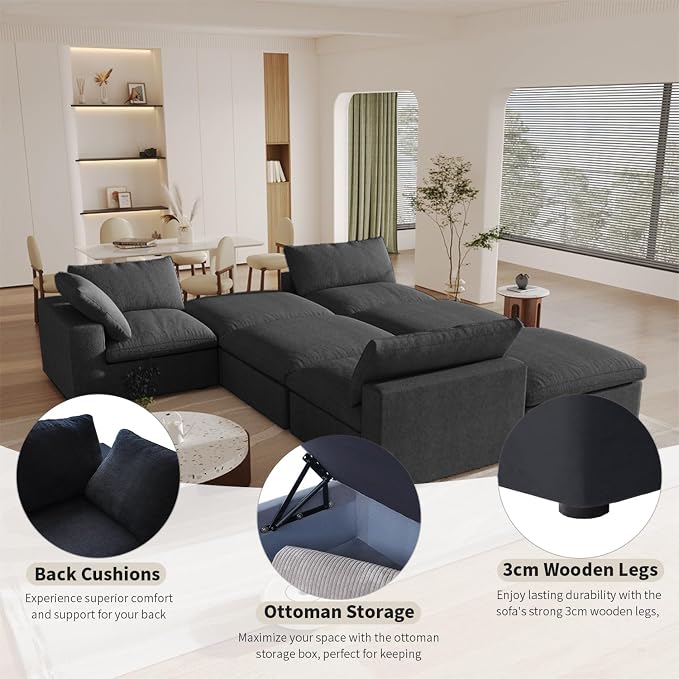 Cloud Modular Sectional Sofa Couch, Oversized Couch 8 Seater - Image 4