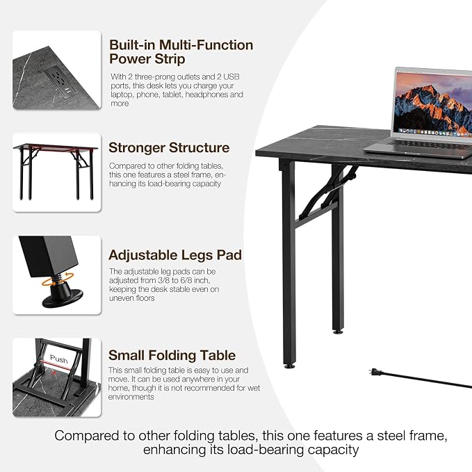 TEMI Small Computer Desk Folding Table - Image 8