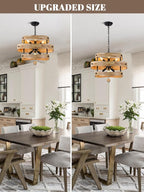 20" Farmhouse Chandeliers for Dining Room 6-Light Solid Wood French Country - Image 5