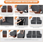 VANSOFY Recliner Covers, 3-Pieces Stretch Reclining Couch Covers - Image 5