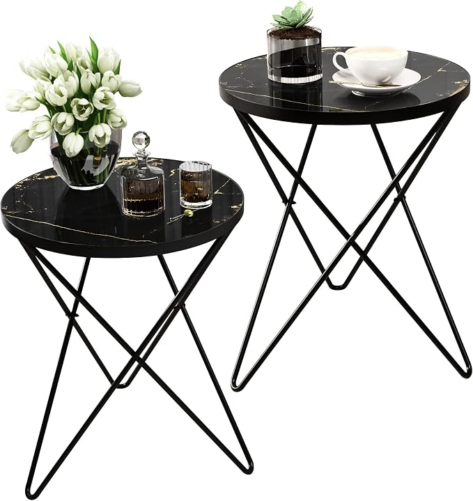 HLR Modern Round Side Table Set of 2, End Table by HomeDeservesaRelaxLiving