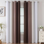 Brown and Greyish White Blackout Curtains 52x102 2 Panels | Ombre Curtains - Image 2