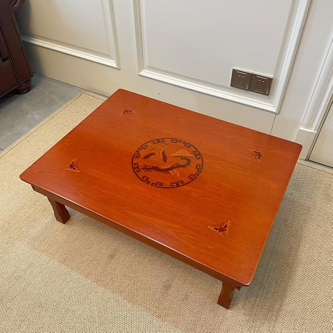 Rectangle 90X75cm Korean Coffee Table Folding Leg Asian Antique Style Living - Image 6