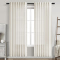 Cream Semi Sheer Linen Curtains 78 inch Length by Nanspring