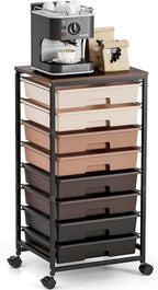 TOOLF Rolling Carts with Wheels, 8-Drawer Utility Cart, Wooden Tabletop Storage by TOOLF