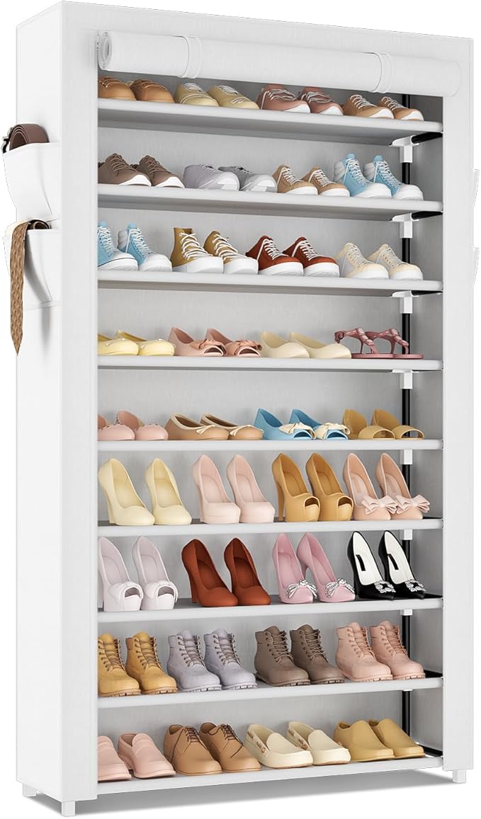 LANTEFUL Shoe Rack with Covers 10 Tier Tall Shoe Rack Organizer Large Capacity by LANTEFULforTidyingHouse