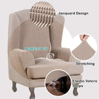 Turquoize Wingback Chair Covers 2 Piece Wing Chair Slipcover Stretch Slipcovers - Image 3