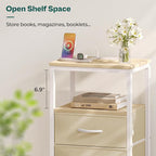 Huuger Nightstand with Charging Station, Side Table with Fabric Drawers - Image 8