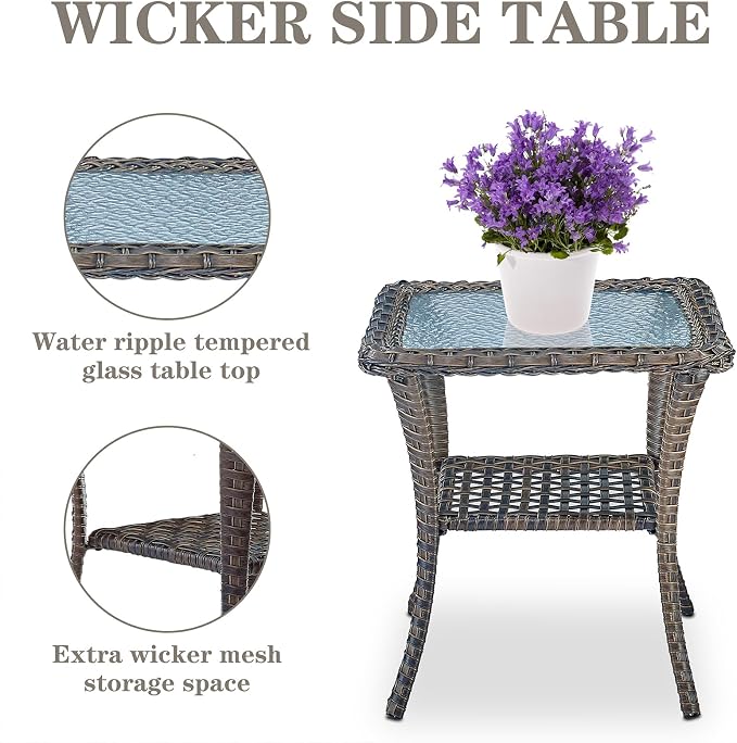 Belord Patio Wicker Chairs Swivel Rocker - Image 7