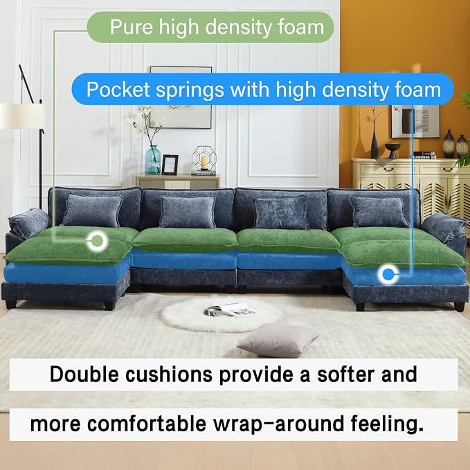 Oprisen 154" Modular Sectional Sofa, Comfy Cloud Couch Sectional Sofa - Image 3