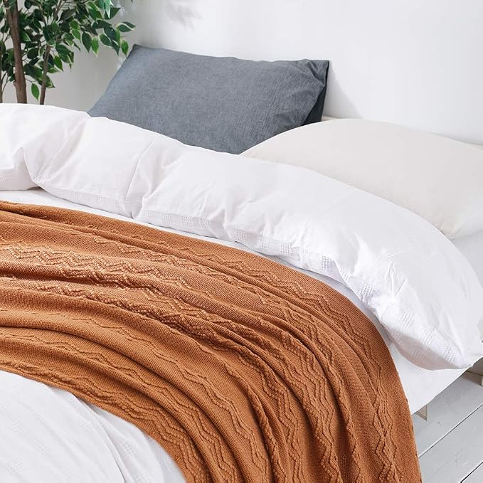 BOURINA Almond Throw Blanket 50 x90 Inches Throw Textured Solid Soft Sofa Throw - Image 4