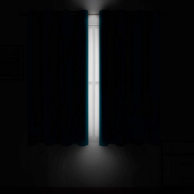 Teal Blackout Curtains/52 x 45 Inch Length Kids Curtains/Set of 2 Panels - Image 3