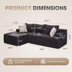 Hobestluk Modular Sectional Sofa Couches L-Shape Couch 3 Seat Modular Sofa - Image 2