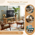 Tiita TV Stand with Storage for TVs up to 65'', Bamboo TV Console Entertainment - Image 8