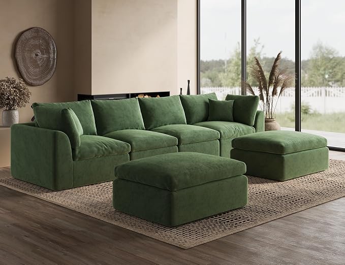 ohllob 140" U Shaped Couch, Cloud Sectional Couches - Image 3