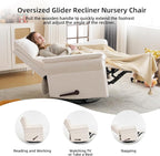 Oversized Recliner Chair, Chenille Glider Rocking Nursery Chair - Image 7