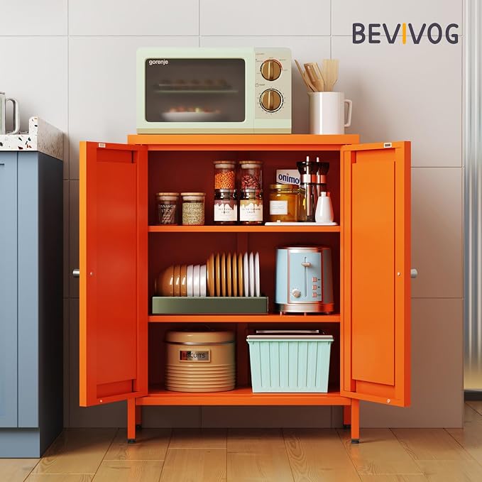 Bevivog Small Bathroom Storage Cabinet, Small Locker Cabinet Sideboard - Image 6