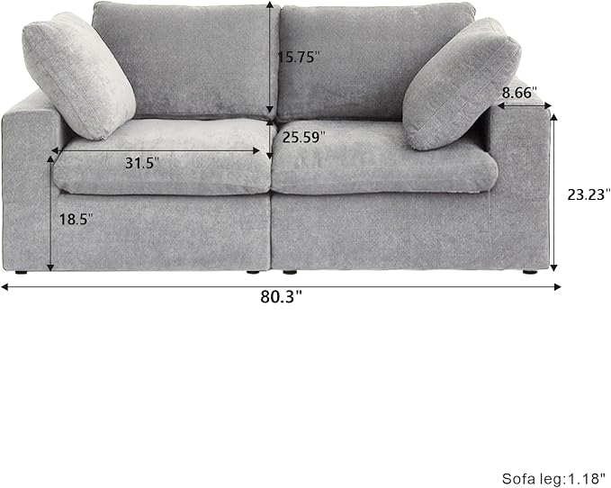 JACH Modular Sectional Couch, Love Seat Sofas, Modern Convertible Cloud Couch - Image 2